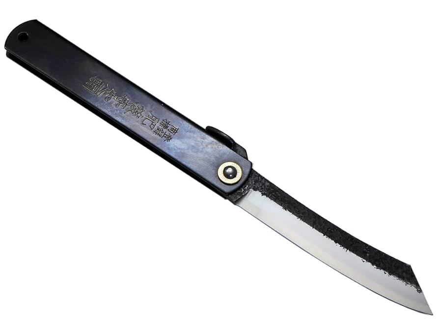 肥後の墨美 肥後守 多層鋼青紙割込 特大 プレミアム笹刃型-黒鞘～Nagao