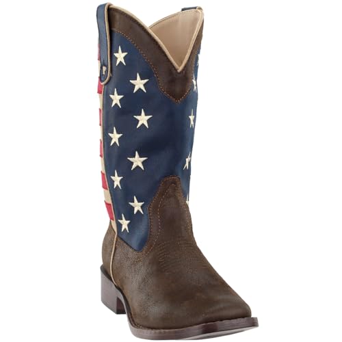 ROPER Womens American Patriotic Square Toe Casual Boots Mid Calf Low Heel 1-2" - Blue, Brown, Red2