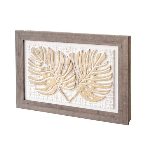 LOLAhome Tapa Contador luz Decorativa | Cubre Cuadro eléctrico | Pintado a Mano | Madera Pino | 50x6x35 cm | Cubrecontador (Hojas Relieve 2)