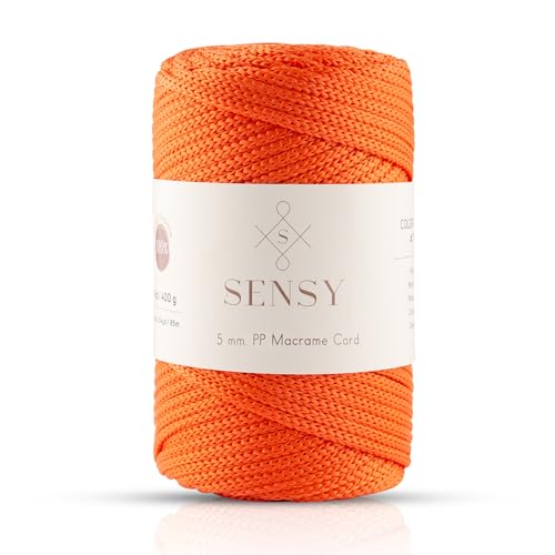 Sensy Premium 5mm 104 Yards Polyester Rope 100% Polypropylene Cord Macrame Cord 5mm Crochet Bag Cord Macrame Rope Crochet Thread Gift for Knitter (Orange)