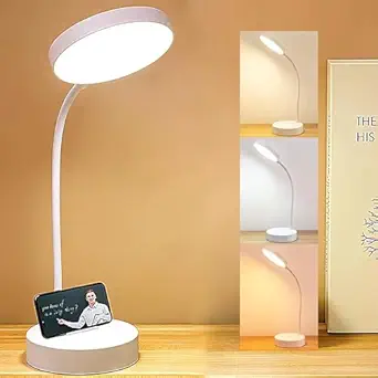 One94Store Desk Lamp Touch Sensor On/Off Study Lamp USB Rechargeable 3 Level Brightness 360 Adjustable Arms Phone Holder LED Night Light Perfect for Home Office, Dorms, and Kids' Rooms, Study Room