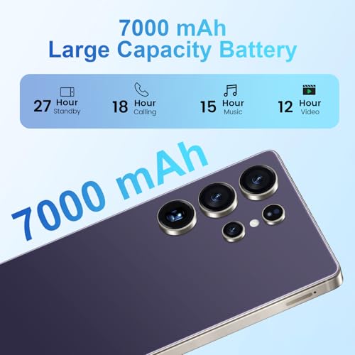 Image of S26 Ultra 5G Unlocked Smartphone,16GB+512GB Cell Phone for Android 15, 6.99 inch Unlocked Cell Phone, 7000mAh, 68MP+108MP Dual Camera /Dual SIM /Fingerprint Lock /Face (Light Purple)