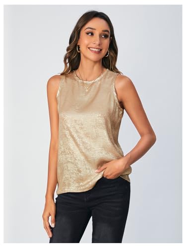 SOLY HUX Women's Metallic Tank Top Round Neck Sleeveless Casual Summer Tops4