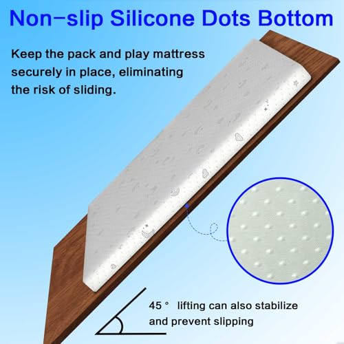 Image of Breathable Pack and Play Mattress Pad (38 inchx26 inchx1.8 inch), Waterproof Pack n Play Mattress Pad with Anti-Slip Bottom, Portable Playard Mattress with Carry Bag, 1.8 inch Thick