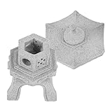 Didiseaon Linterna de Piedra Miniatura para Jardín Zen Modelo Pabellón Hexagonal Tapa Desmontable Decoración para Bonsáis Acuarios y Espacios Exteriores Estatua Pagoda Decorativa