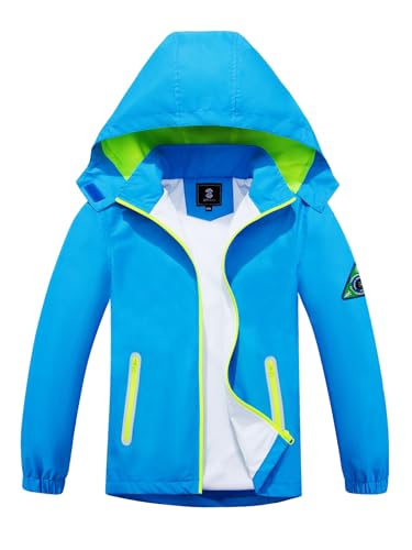 Image of SaphiRose Kids Waterproof Rain Jacket Mesh Lined with Removable Hood | Lightweight rain coat, windproof, breathable, school, camping, travel, outdoor play, boys and girls