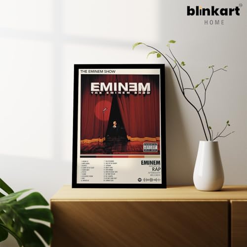 Image of BLINKART Eminem - Murdered By Wall Photo Frames | Wall Art for Bedroom, Living Room, Studio or Office | Album Cover Print with Spotify Song Link QR Code | Gift for Fans - 8x12 In