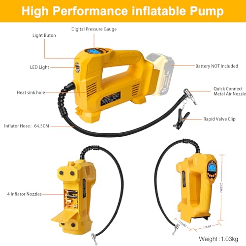Compresseur d'air sans fil portable compatible batterie Dewalt 18V LED - 4
