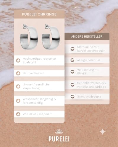 Purelei Glowing Ohrringe (Gold, Silber, Rosegold), Wasserfeste Creolen in breitem Design für Damen, Elegante Ohrringe aus Edelstahl… – Ansicht 5