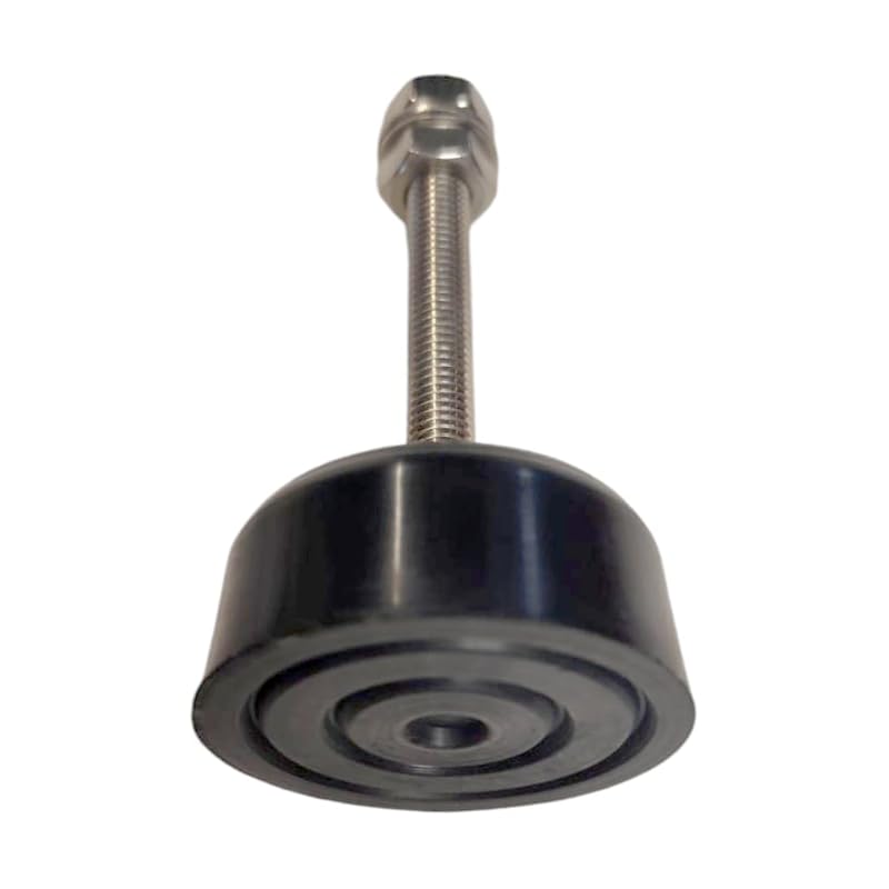 Patas Nivelación Industriales, 115 mm alto, regulación de 35 a 105 mm. Peso soportado: 150 kg por pata. Diámetro goma 60 mm. Rosca M10, Antivibración y antideslizante, Acero Inoxidable A4, Pack de 4