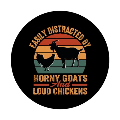 Easily Distracted By Horny Goats And Loud Chickens - Funny PopSockets Swappable PopGrip, Black - Image 3
