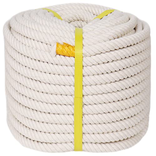 Natural Cotton Rope (1/2 In X 100 Ft) Thick White Rope For Crafts, Plant Hangers, Hammock, Home Decorating #TOP3