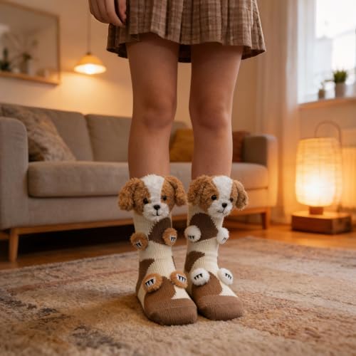 Image of 3D Knit Animal Socks,Cute Hug Hug Socks with Funny Animal Design,Non-Slip Animal Feet Socks for Women Gifts