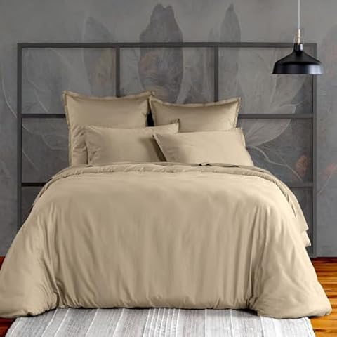 Housse de Couette Satin de Coton Beige HOUSSE DE REVE Cover