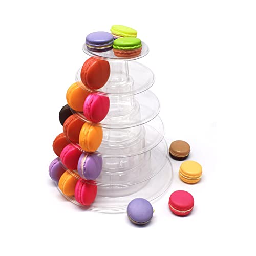 Présentoir Rond à Macarons 6 Niveaux En Plastique Transparent - Tour à Desserts Avec Pince Pour Fêtes