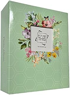 NAKSHATRA Slip in Photo Album 6x4 - Designer 100 Pocket Photo Album Book, Small Photo Albums with Keychain, Gift for Family Valentine Birthday Wedding Anniversary Christmas Vacation (Sea Green)