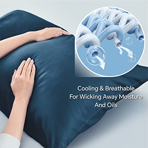 Image of BEDELITE King Pillow Cases Set of 2, Rayon Derived from Bamboo, Navy Blue | Cooling and Breathable Pillow Cover for Hot Sleepers & Night Sweats, Silky Soft Cozy, Envelope Closure, 20x36 Inches