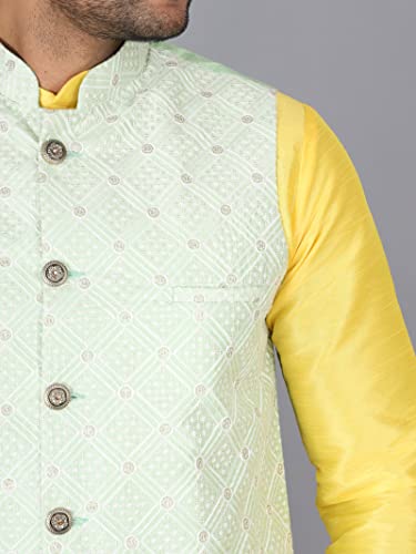 Image of Sadree Silk Men's Kurta Pajama Waistcoat or Nehru Jacket Set