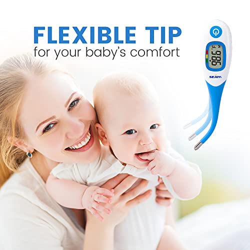 Thermometer for Adults, and Kids, Baby, Pets 5-10s Accurate Fast Reading Digital Fever Thermometers Oral, Armpit, Rectal,Body basal use with Flexible Tip,Large LCD, Waterproof for Home use termometro