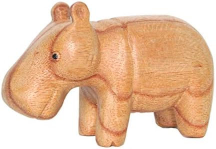Brave Wings Hand Carved Wooden - Hippo Wood Carving - Wood Ornament Sculpture Figurine Statue Unique Table Decoration Home Decor Gift for Christmas - 1937
