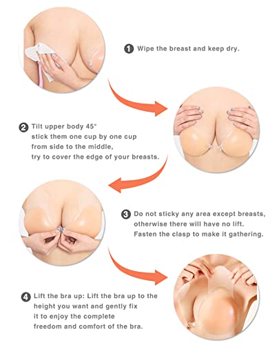 Altheanray Sticky Bra Adhesive Silicone Push Up Bra Invisible Lifting Backless Strapless Bra For Women(Wx001-L) Nude #TOP4