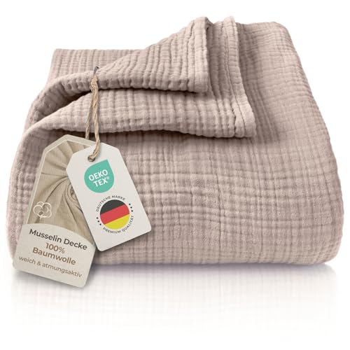 LAYNENBURG Premium Musselin Tagesdecke 150x200 cm - 100% Baumwolle - extraweiche, leichte...