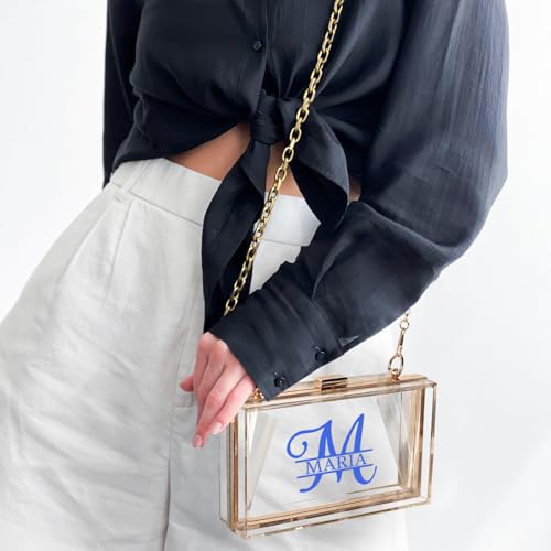 Personalized Acrylic Clutch Bag, Clear Purse for Women, Evening Crossbody Bag with Removable Chain, Clear Clutch Handbags for Wedding Party Prom, Birthday, Mother's Day Gift Bride4