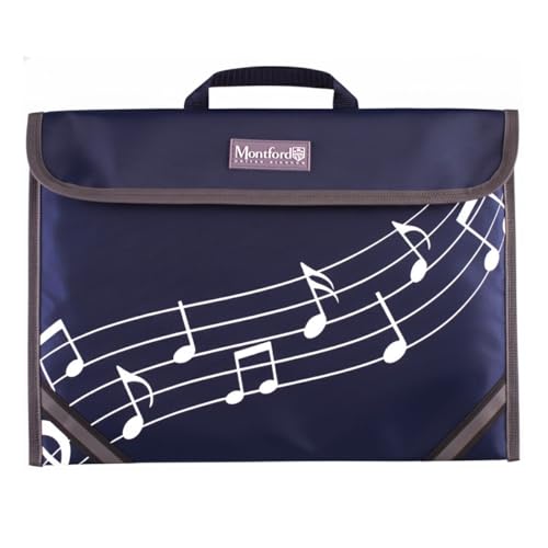 Montford Sheet Music Book Bag Standard - Navy - Ideal for School and Music Lessons. With reflective safety strips, secure flap and handle.