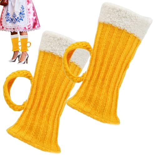 Perneras calentadas, 1 par de botas de pierna con asas de jarra de cerveza | Ropa para niñas Cosplay Trabajo Viaje Senderismo Compras Oficinas - Halloween Pascua Carnaval Eventos Gratis