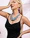 Bocar Fashion Crystal Chunky Collar Statement Necklace Earring Set for Women Gift (NK-10260-turquoise blue)