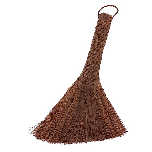 Levemolo 1pc Dust Broom Household Brooms Mini Tools Carpet Tools Bristles Hand Broom Mini Brooms for Sweeping Compact Broom Duster Household Broom Tool Cleaning Supplies Brown Silk Vintage