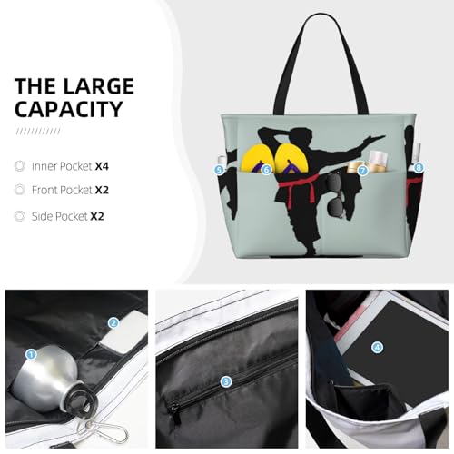 Sac de voyage polyvalent noir imprimé karaté grand format 45 cm - 5