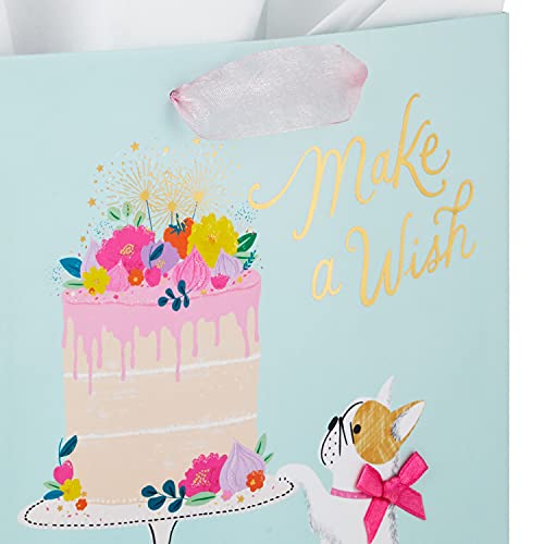 Image of Hallmark 9 inch Medium Birthday Gift Bag with Tissue Paper (Make a Wish Cake and Pug Puppy) (Pack of 2)