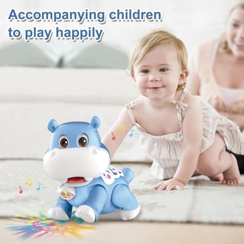 Générique Crawling Hippo Baby Musical Toy, Baby Crawling Toys - Hippo Sensory Music Moving Walking Baby Game,Toddler Sensory Musical Toys for Kids Boys Girls – Image 4