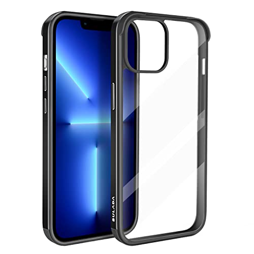 ASOBEAGE Carcasa para iPhone 13 (Marco de Metal, antigolpes, antiarañazos, no amarillea, Transparente), Color Negro Cover