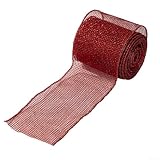 Weihnachtsband Rolle 5 m x 6,3 cm, goldrotes Urlaubsband für DIY Baumschleife, Kranz, dekorative Stoffstreifen, festliche Verpackungsbedarf, stabile Stoffgirlande Bastelmaterial (rot)
