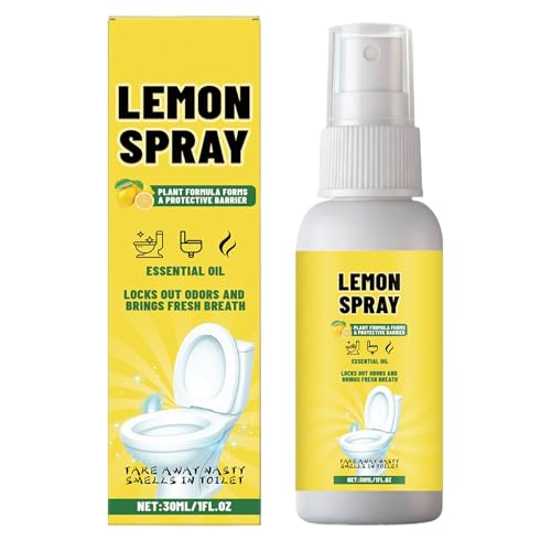Bathroom Cleaner Spray, 30ml Lemon Flavor Natural Odor Remover, Air Freshener Spray for Bathroom, for Home Hotel Car Travel Closet Kitchen Bedroom Office Apartment