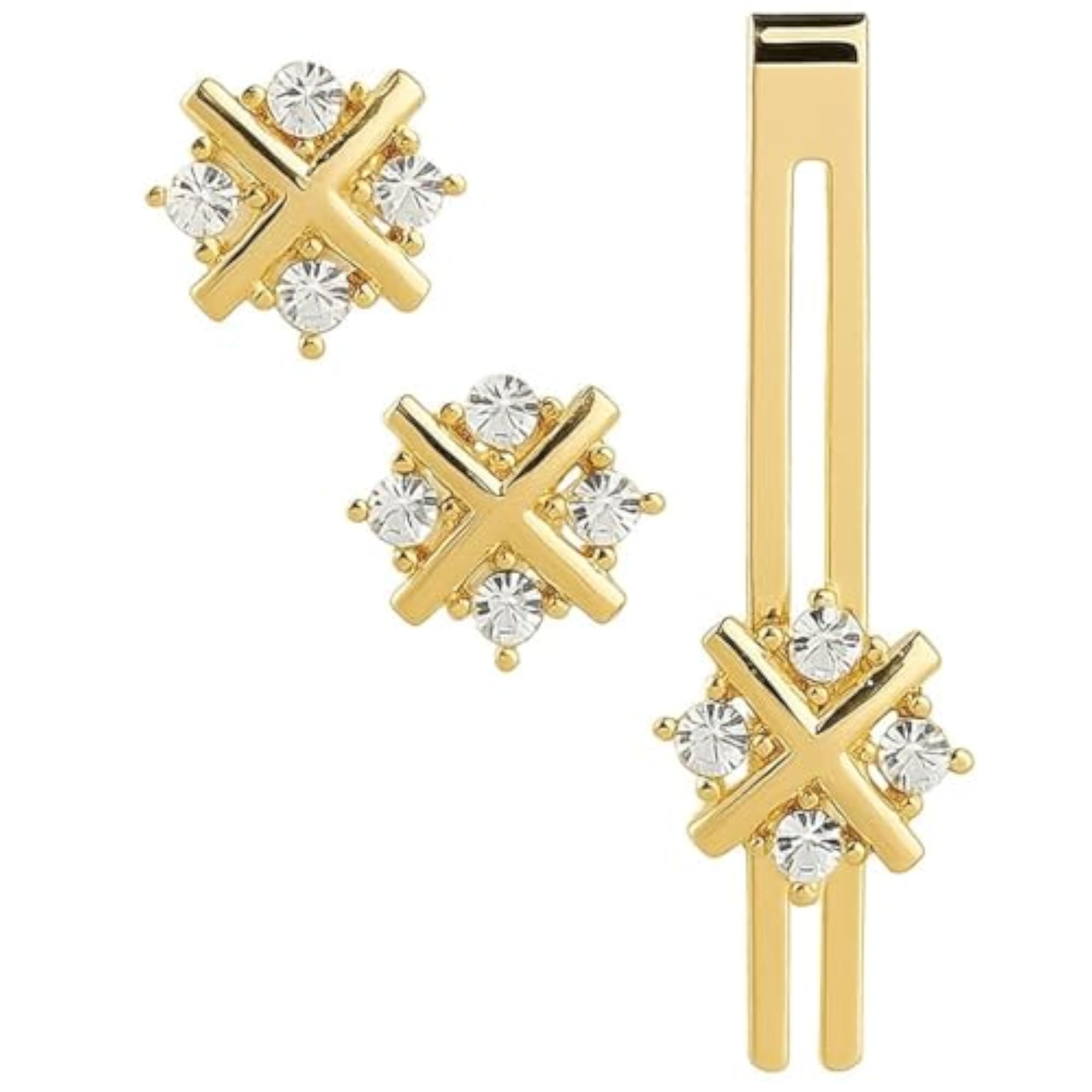 Men's Gold Plated Cufflinks and Tie Pin Set, Formal Wedding Gift