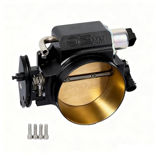 92MM Throttle Body Assembly with TPS and IAC Sensor for GM Gen III LSX LS LS1 LS2 LS7 with TPS IAC 4 Bolt (Black)