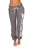 U.S. Polo Assn. Essentials Womens Printed French Terry Boyfriend Jogger Sweatpants Charcoal Heather Medium