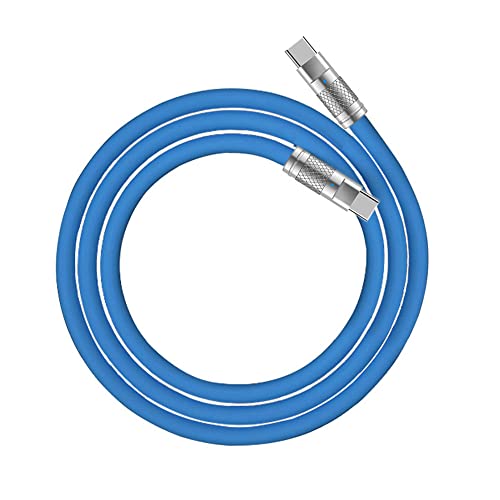 Image of cablecc Type C USB-C to USB-C Liquid Silicone Ultra Soft 120W Power USB2.0 Data Blue Cable Fast Charge for Laptop Tablet Phone 1M