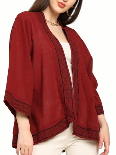 Image of KE KANHA EXPORTS Shrugs for Women Stylish | Cover up on Jeans Tops for Women | Western Beach Outfits | Summer Clothes | Kimono FREE Scrunchie Included