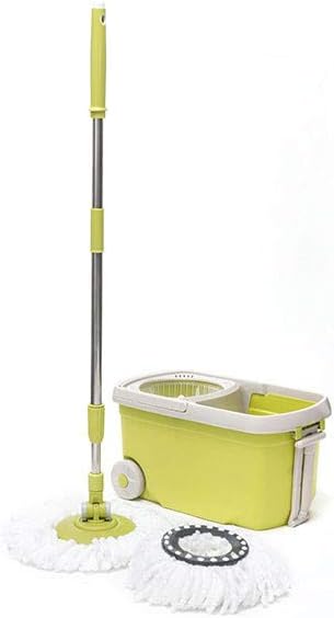 Omnidomo Kong Mop Revolving Mop and Bucket with Wheels, Extendable Handle Microfibre Refill, Green, 27 x 26 x 48 cm
