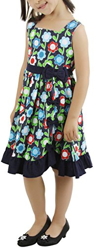 Image of ToBeInStyle Girls Two Piece Short Sleeve Dress and Matching Bolero Crop Cardigan Assorted Prints Cotton Blend Summer Outfit