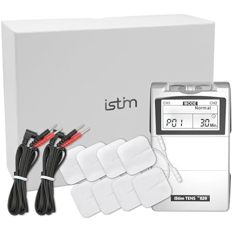 iStim Tens Unit Stimulator Machine - EV820 with 8 Electrodes Japanese Gel for Pain Management, Back Pain and Rehabilitation Cover
