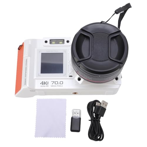 Image of 4K 70MP FHD Digital Camera with Dual Screens, Autofocus F1.8 DSLR Camera with WiFi Instant Sharing, 50X Digital Zoom, Fill Light (White)