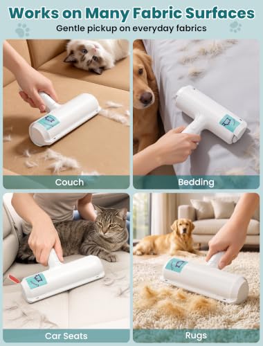 Image of DELOMO Pet Hair Remover Roller, Reusable Lint Roller for Dog and Cat Hair | Portable Pet Hair Roller with Large Fur Bin, Fast Cleaning for Couches, Bedding, Rugs, Car Seats and Furniture, No Batteries