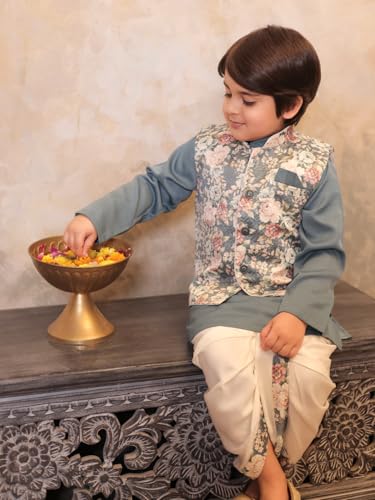 Image of AJ DEZINES Kids Ethnic Wear Kurta Waistcoat and Dhoti Pant for Boys