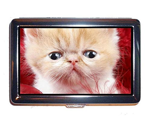 kitten cigarette case Angel Y2k 100's Size with lighter ID Holder Wallet Cute Cat Pattern Metal Cigarette