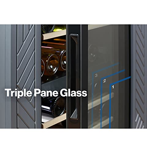 Haier Wine Cooler & Beverage Refrigerator | Mini Wine Fridge Complete With Dual-Zone Temperature Control, Triple-Pane Glass, Door Alarm & LED Interior Lighting | Fits 44 Wine Bottles | Black - Thumbnail 3